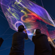 Dreamy interactive canopy outside the venue designed by sculptor Janet Echelman and data artist Aaron Koblin. Vancouver, 2014
